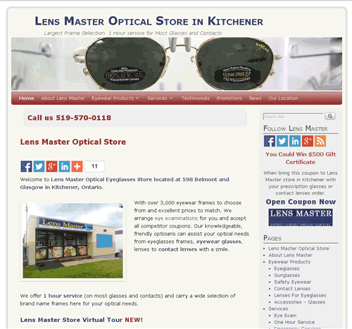 Lens Master Optician Store in Kitchener