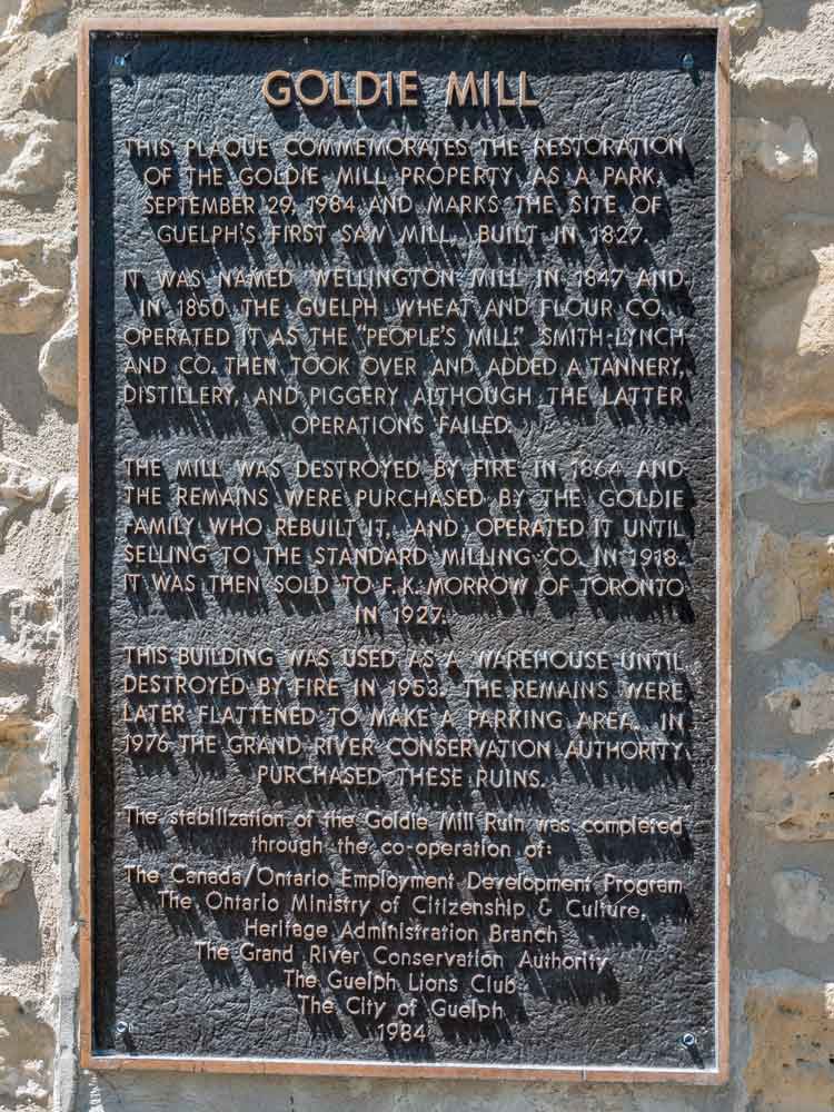 Goldie Mill Ruins Wall Guelph Goldie Mill Ruins Information