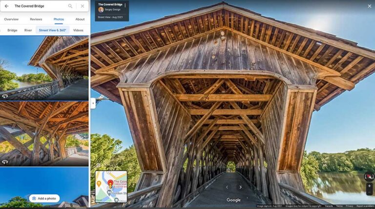 Covered Bridge in Guelph Google Maps Virtual Tour