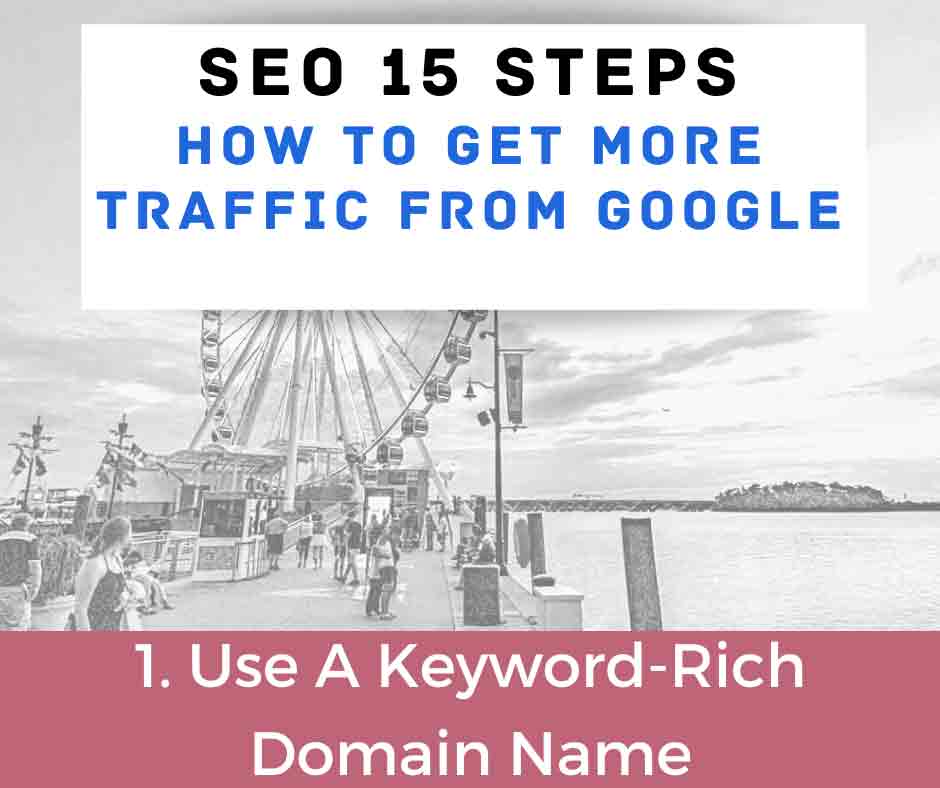 SEO 15 Steps. Step 1 Use keyword rich domain name